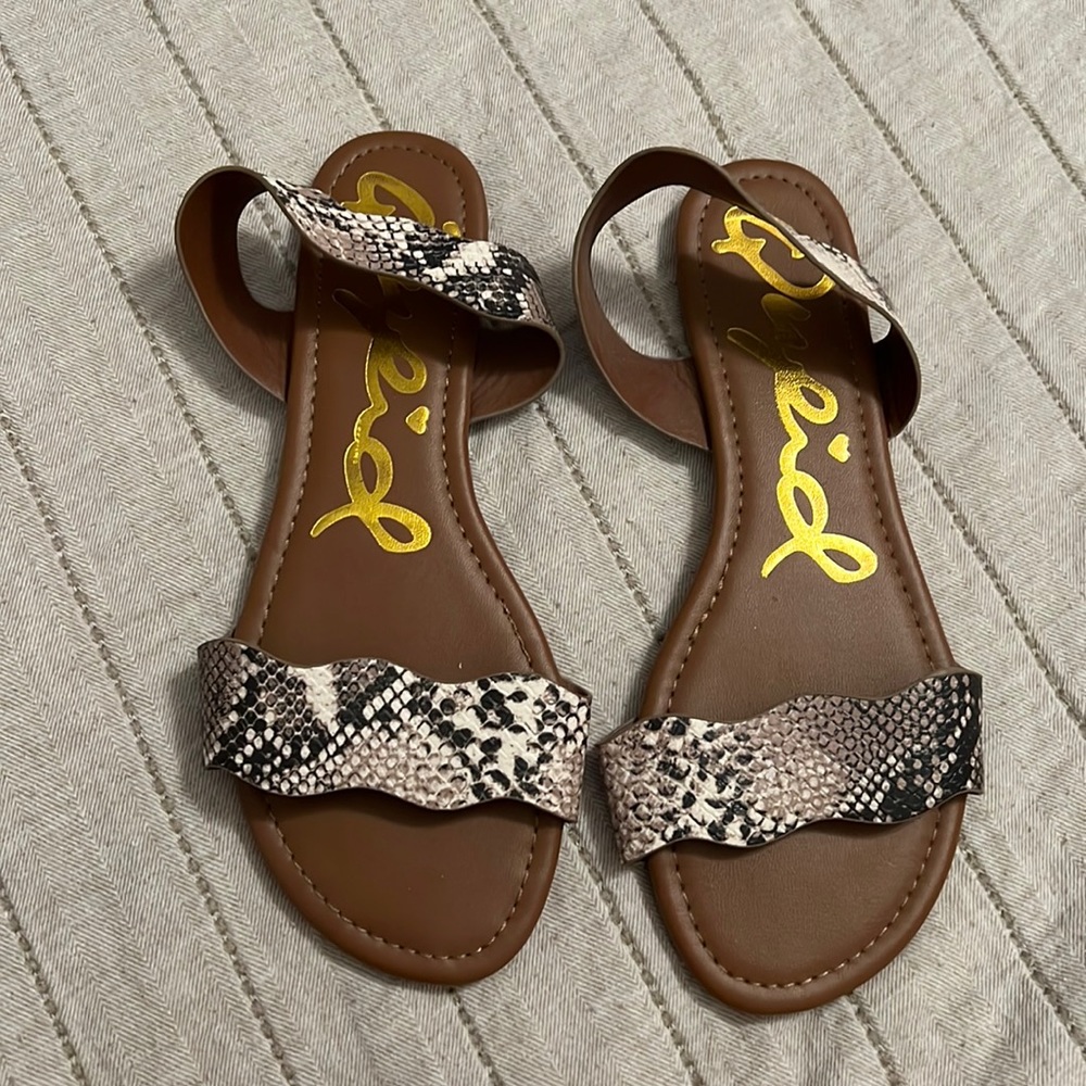Faux snakeskin sandals